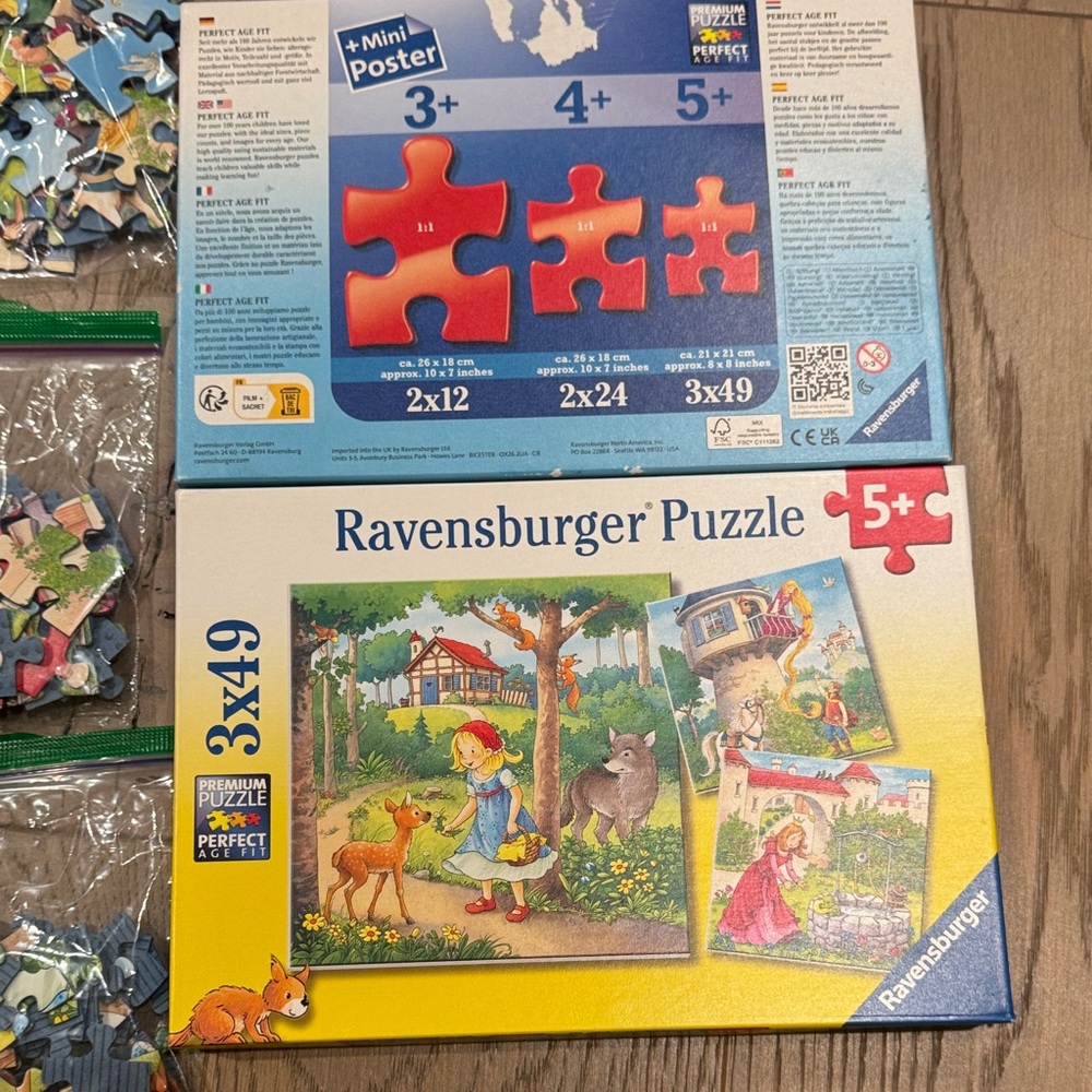 3 Ravensburger Puzzle Set - Red, Blue, Yellow